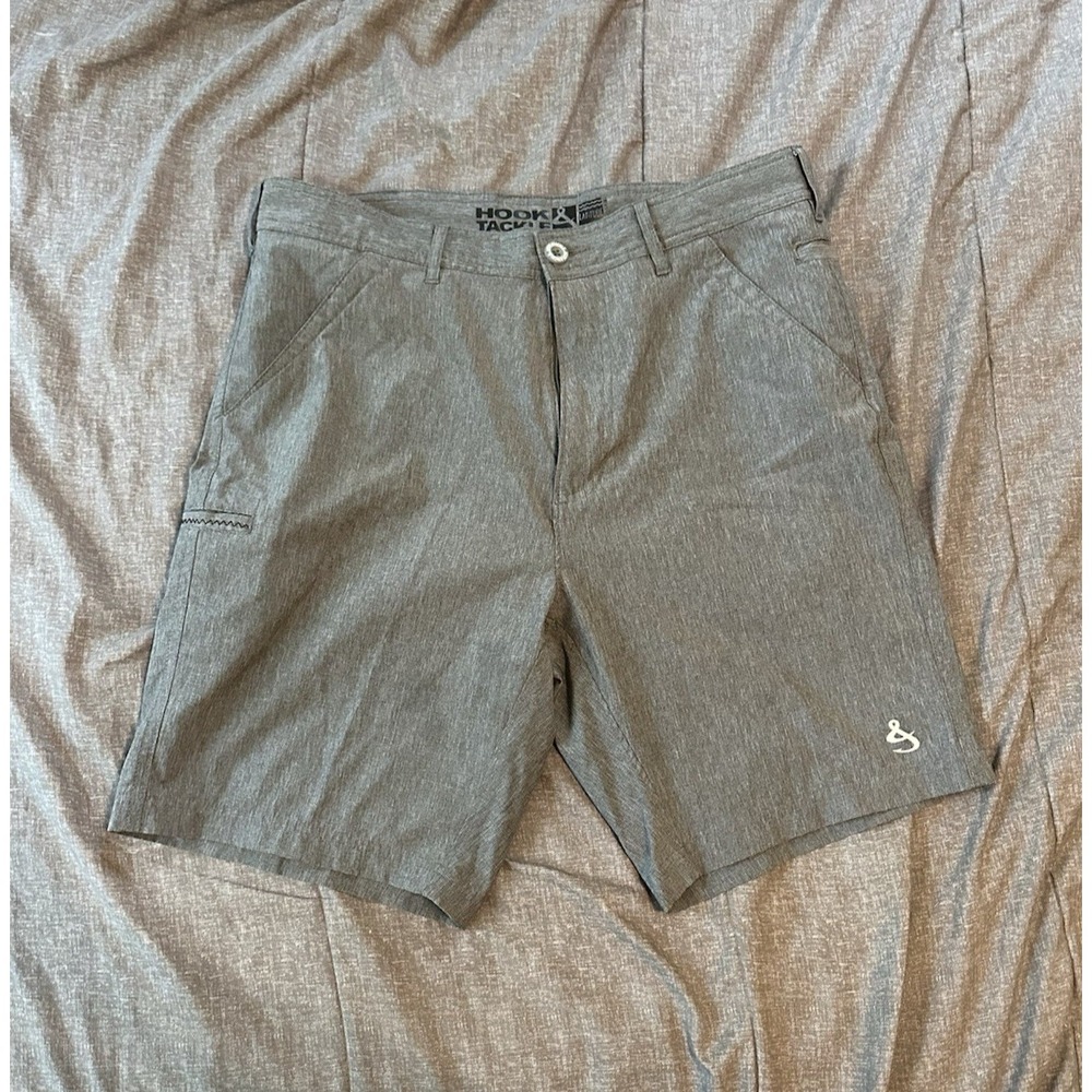 Hook & Tackle Performance Fishing Mens Gray Shorts 32 Outdoor Golf Gorpcore